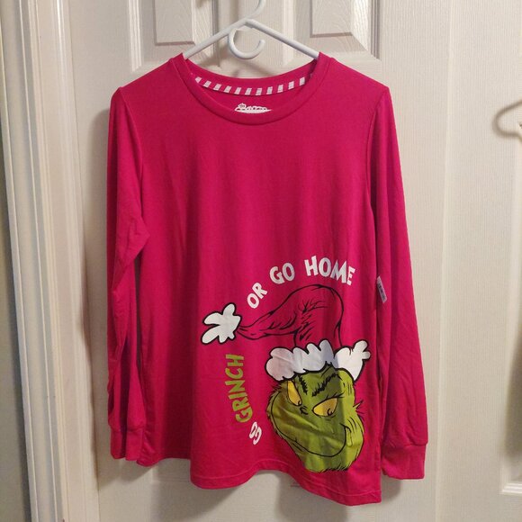 NEW Dr. Seuss Christmas Pajama 2-Piece Set Go Grinch Or Go Home Sz Adult Small - Picture 2 of 8